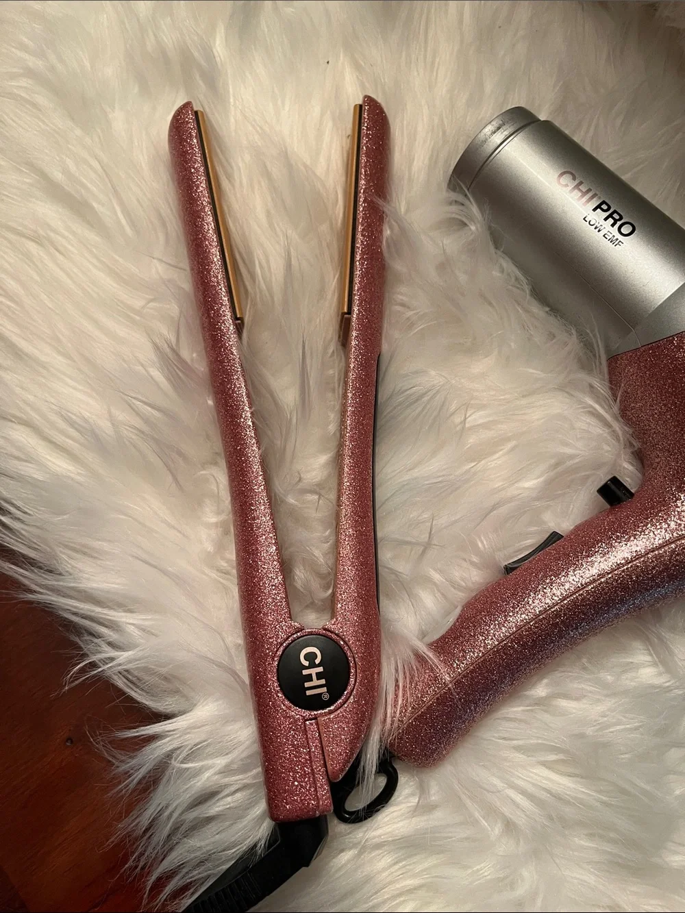 CHI Glitter Pink Hair Dryer and Flat Iron Set